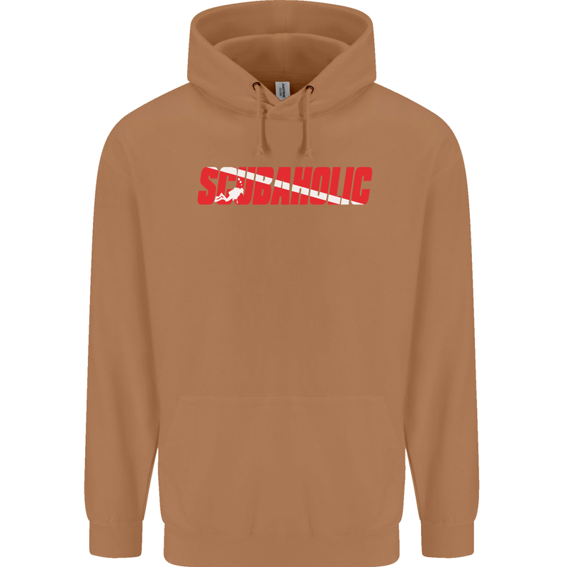Scuba Diving Scubaholic Diver Dive Mens 80% Cotton Hoodie Caramel Latte