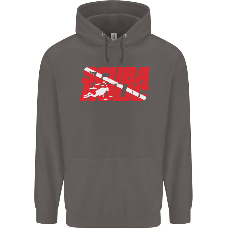 Scuba Diving Scubaholic Diver Dive Mens 80% Cotton Hoodie Charcoal