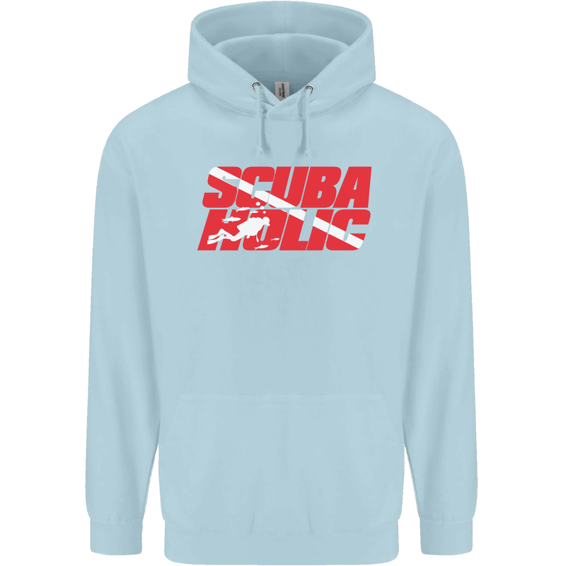 Scuba Diving Scubaholic Diver Dive Mens 80% Cotton Hoodie Light Blue