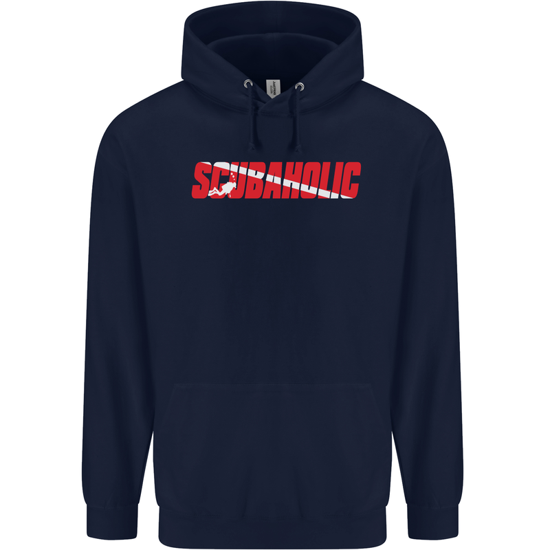 Scuba Diving Scubaholic Diver Dive Mens 80% Cotton Hoodie Navy Blue
