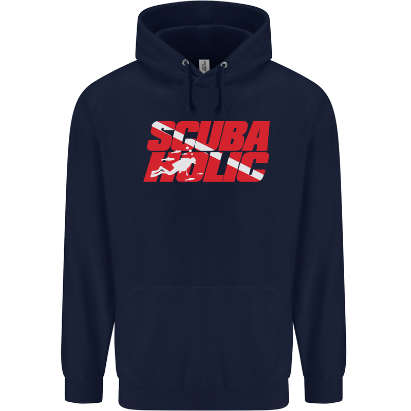Scuba Diving Scubaholic Diver Dive Mens 80% Cotton Hoodie Navy Blue