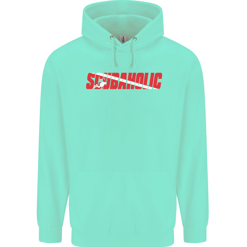 Scuba Diving Scubaholic Diver Dive Mens 80% Cotton Hoodie Peppermint