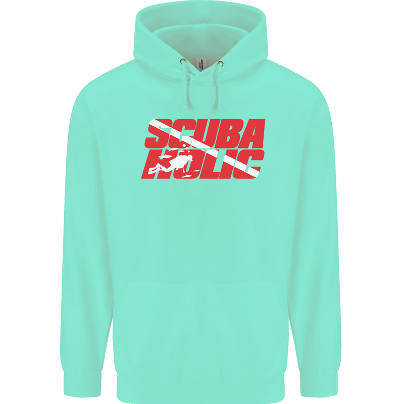 Scuba Diving Scubaholic Diver Dive Mens 80% Cotton Hoodie Peppermint