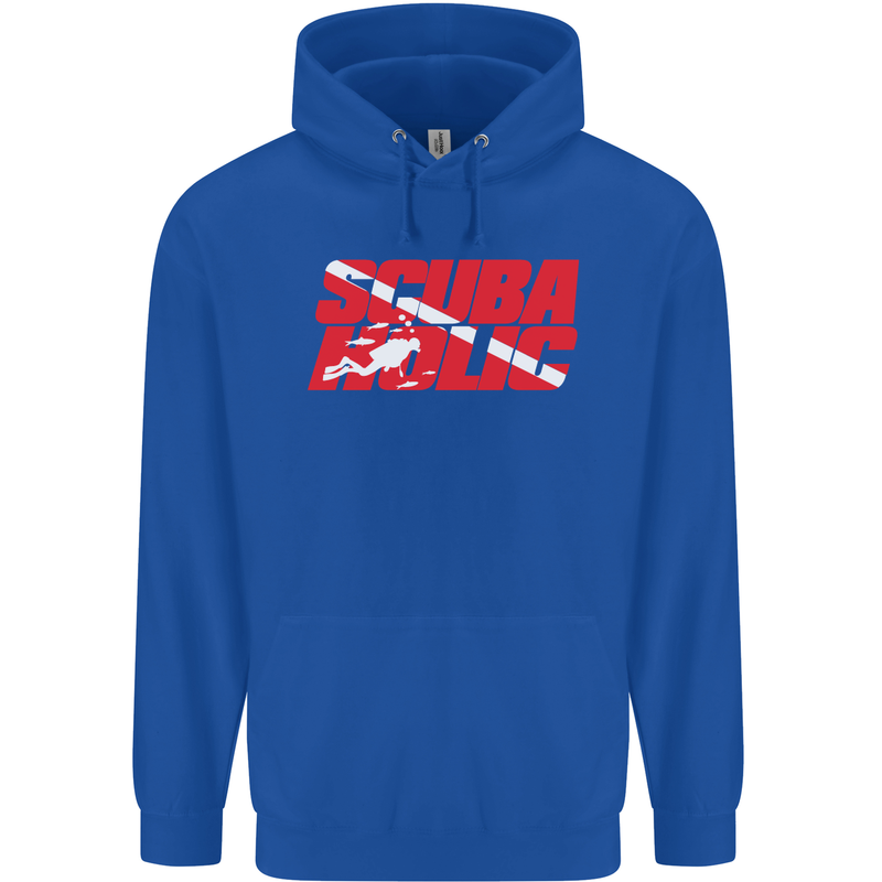 Scuba Diving Scubaholic Diver Dive Mens 80% Cotton Hoodie Royal Blue