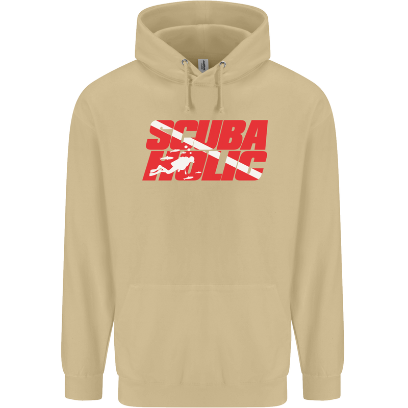 Scuba Diving Scubaholic Diver Dive Mens 80% Cotton Hoodie Sand
