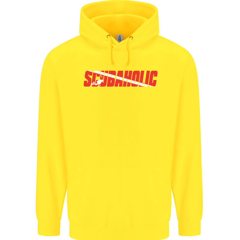 Scuba Diving Scubaholic Diver Dive Mens 80% Cotton Hoodie Yellow