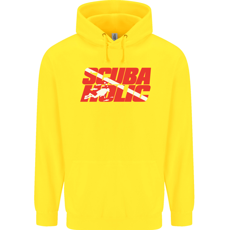 Scuba Diving Scubaholic Diver Dive Mens 80% Cotton Hoodie Yellow