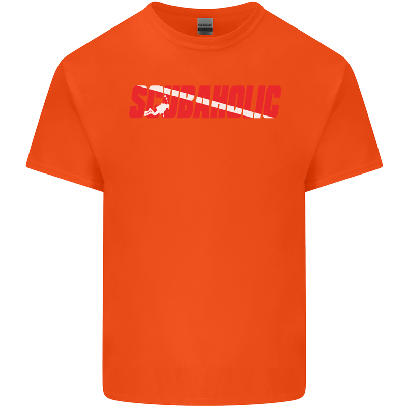 Scuba Diving Scubaholic Diver Dive Mens Cotton T-Shirt Tee Top Orange