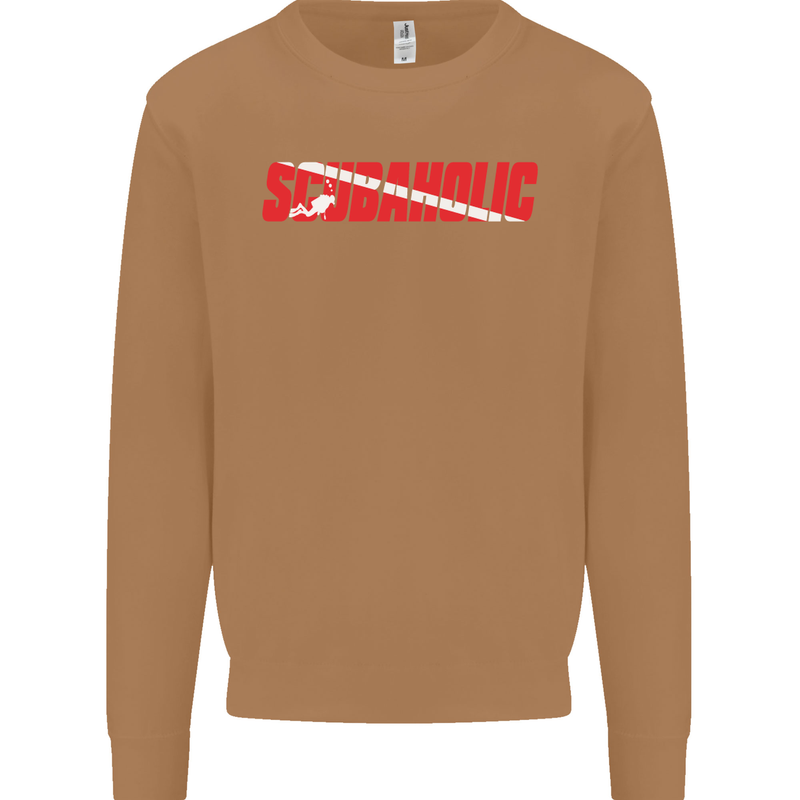 Scuba Diving Scubaholic Diver Dive Mens Sweatshirt Jumper Caramel Latte