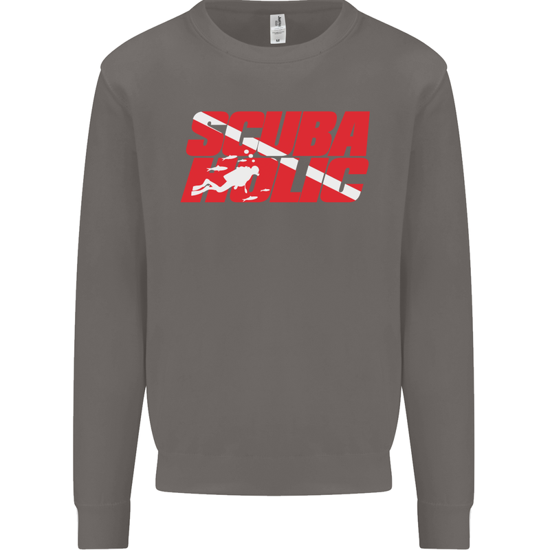 Scuba Diving Scubaholic Diver Dive Mens Sweatshirt Jumper Charcoal