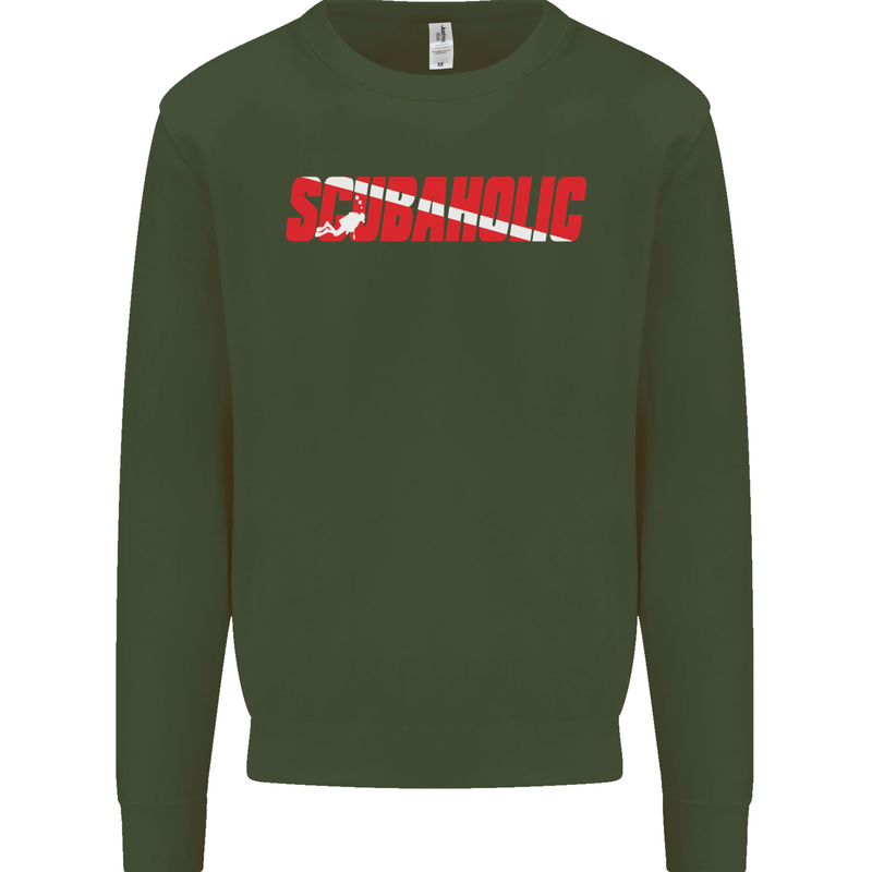 Scuba Diving Scubaholic Diver Dive Mens Sweatshirt Jumper Forest Green