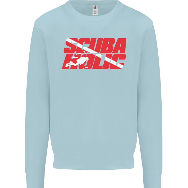 Scuba Diving Scubaholic Diver Dive Mens Sweatshirt Jumper Light Blue