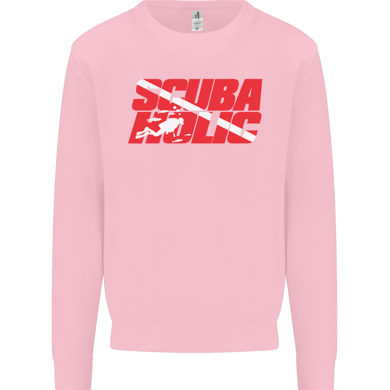 Scuba Diving Scubaholic Diver Dive Mens Sweatshirt Jumper Light Pink