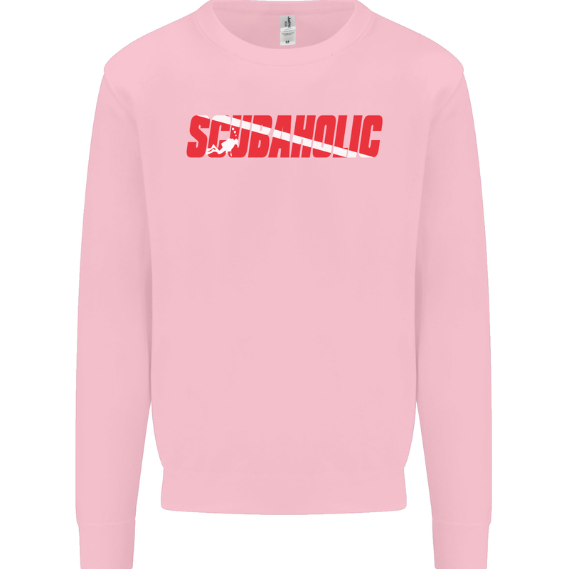 Scuba Diving Scubaholic Diver Dive Mens Sweatshirt Jumper Light Pink