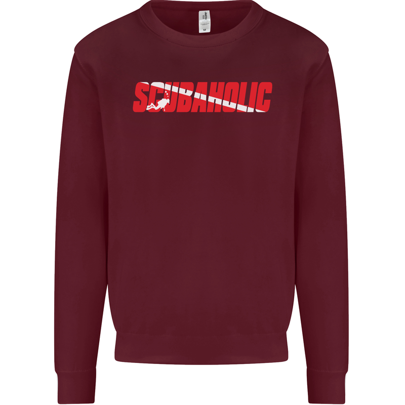Scuba Diving Scubaholic Diver Dive Mens Sweatshirt Jumper Maroon