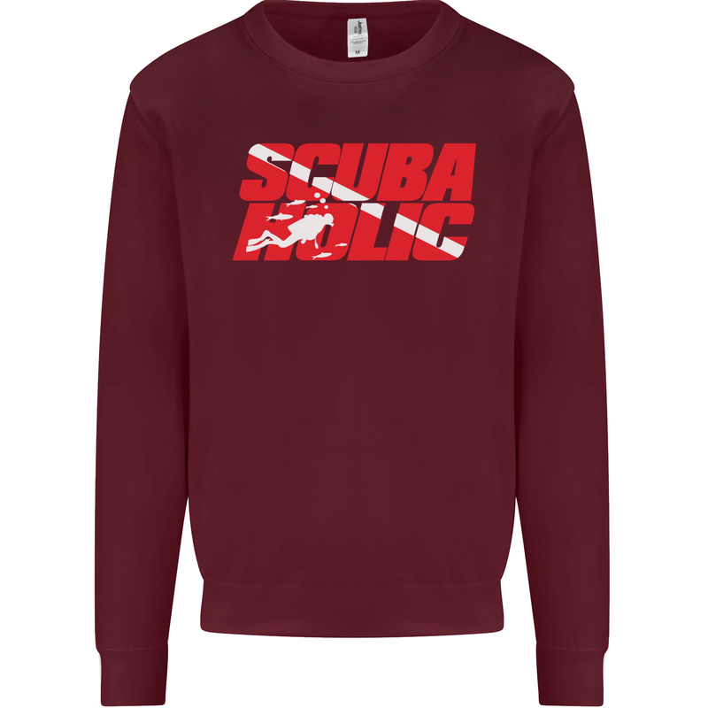 Scuba Diving Scubaholic Diver Dive Mens Sweatshirt Jumper Maroon