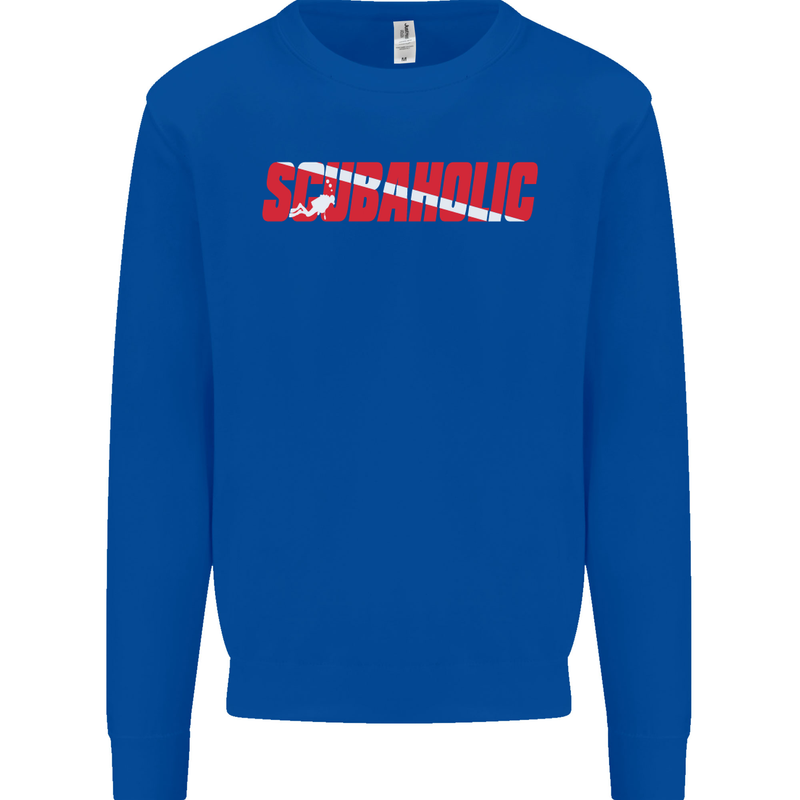 Scuba Diving Scubaholic Diver Dive Mens Sweatshirt Jumper Royal Blue