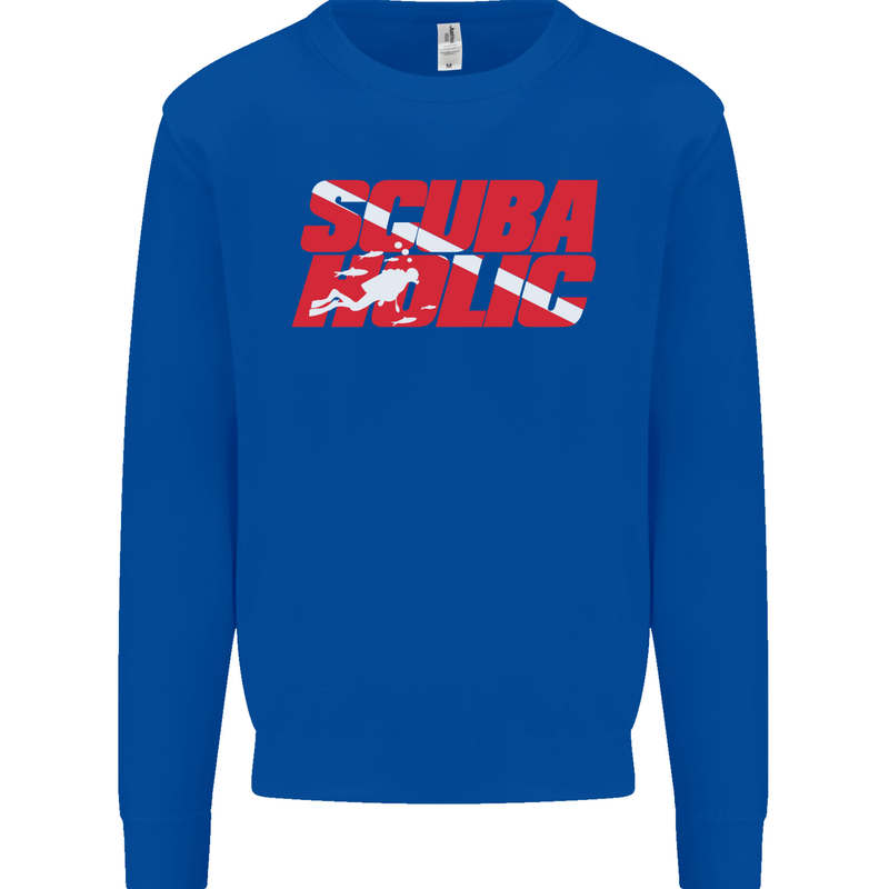 Scuba Diving Scubaholic Diver Dive Mens Sweatshirt Jumper Royal Blue