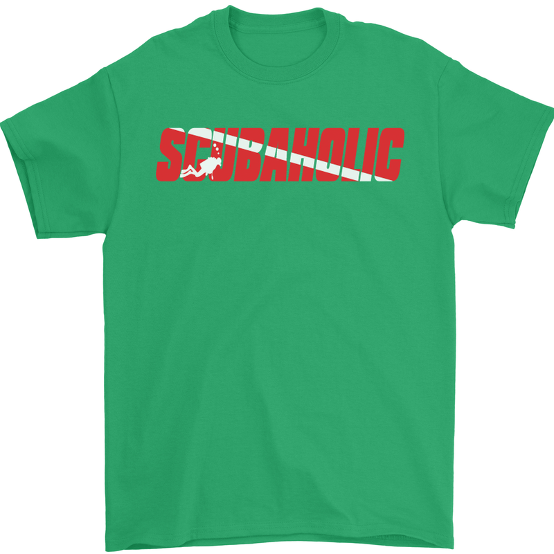 Scuba Diving Scubaholic Diver Dive Mens T-Shirt Cotton Gildan Irish Green