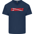 Scuba Diving Scubaholic Diver Dive Mens V-Neck Cotton T-Shirt Navy Blue