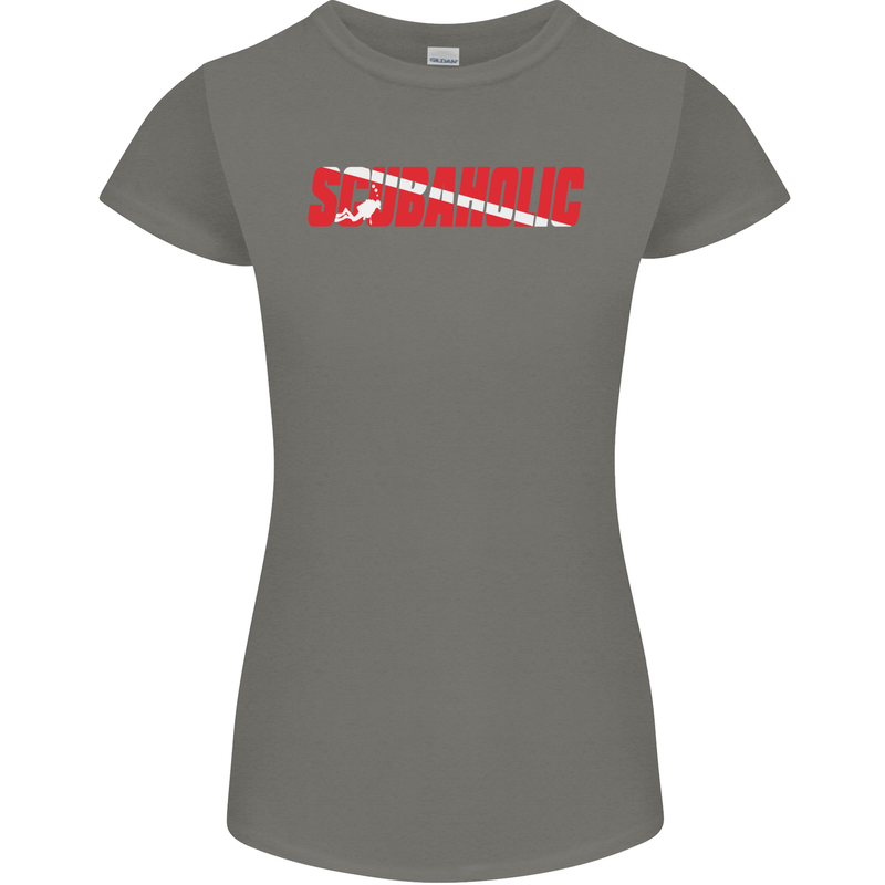 Scuba Diving Scubaholic Diver Dive Womens Petite Cut T-Shirt Charcoal