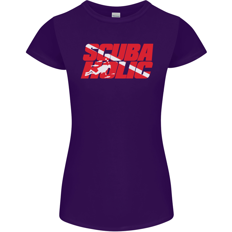 Scuba Diving Scubaholic Diver Dive Womens Petite Cut T-Shirt Purple