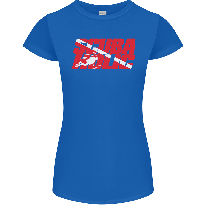 Scuba Diving Scubaholic Diver Dive Womens Petite Cut T-Shirt Royal Blue