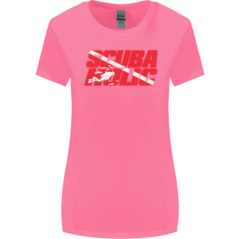Scuba Diving Scubaholic Diver Dive Womens Wider Cut T-Shirt Azalea