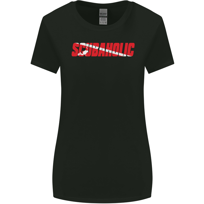 Scuba Diving Scubaholic Diver Dive Womens Wider Cut T-Shirt Black