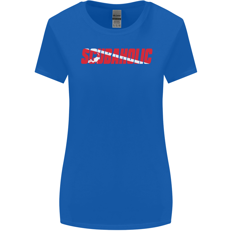 Scuba Diving Scubaholic Diver Dive Womens Wider Cut T-Shirt Royal Blue
