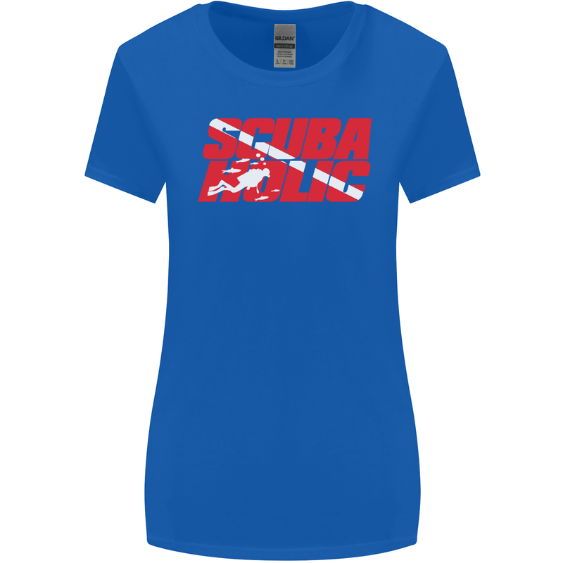 Scuba Diving Scubaholic Diver Dive Womens Wider Cut T-Shirt Royal Blue