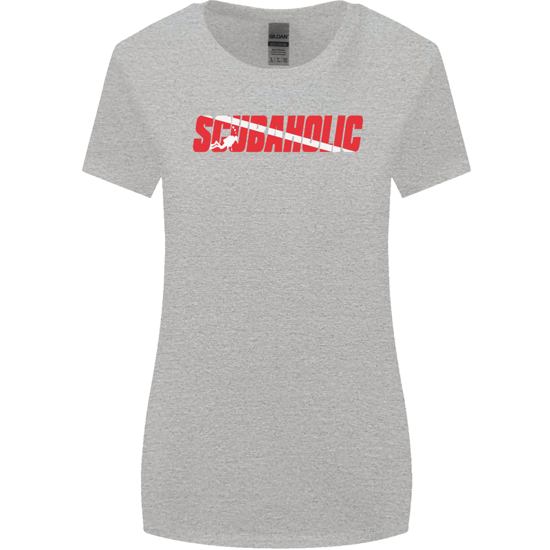 Scuba Diving Scubaholic Diver Dive Womens Wider Cut T-Shirt Sports Grey