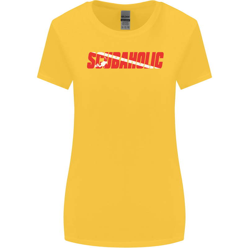 Scuba Diving Scubaholic Diver Dive Womens Wider Cut T-Shirt Yellow