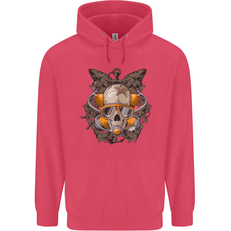 Scuba Diving Skull Diver Dive Childrens Kids Hoodie Heliconia
