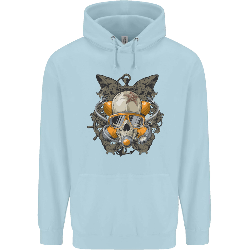 Scuba Diving Skull Diver Dive Childrens Kids Hoodie Light Blue