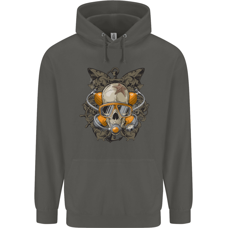Scuba Diving Skull Diver Dive Childrens Kids Hoodie Storm Grey
