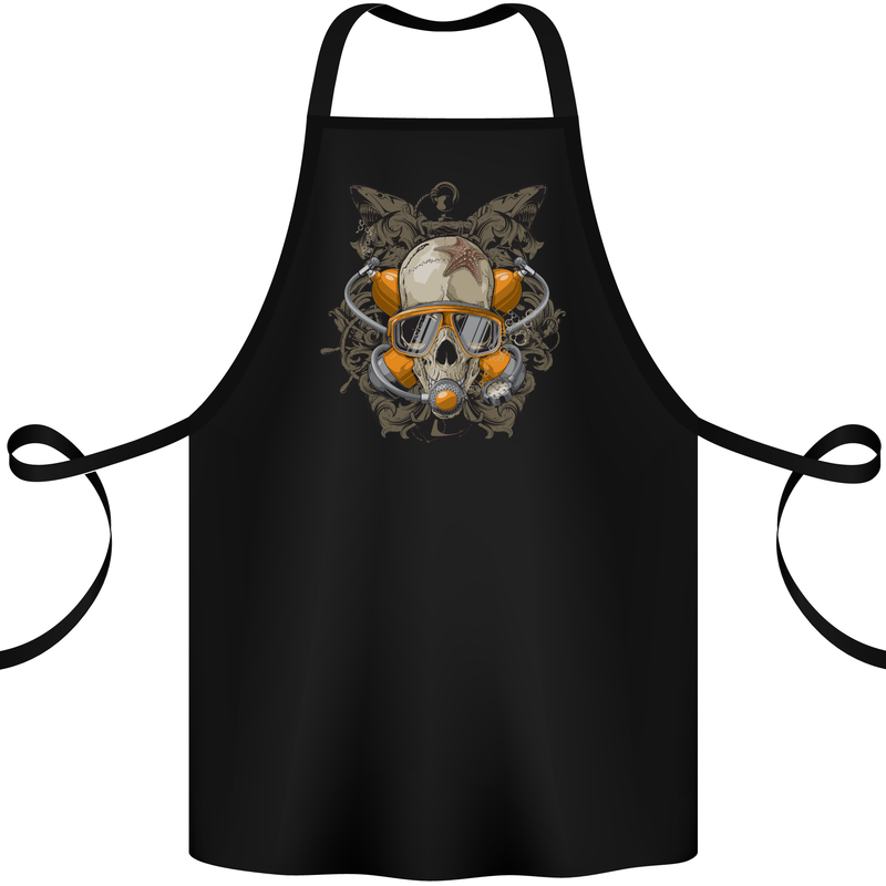 Scuba Diving Skull Diver Dive Cotton Apron 100% Organic Black