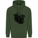 Scuba Diving Skull Diver Dive Deep Sea Childrens Kids Hoodie Forest Green