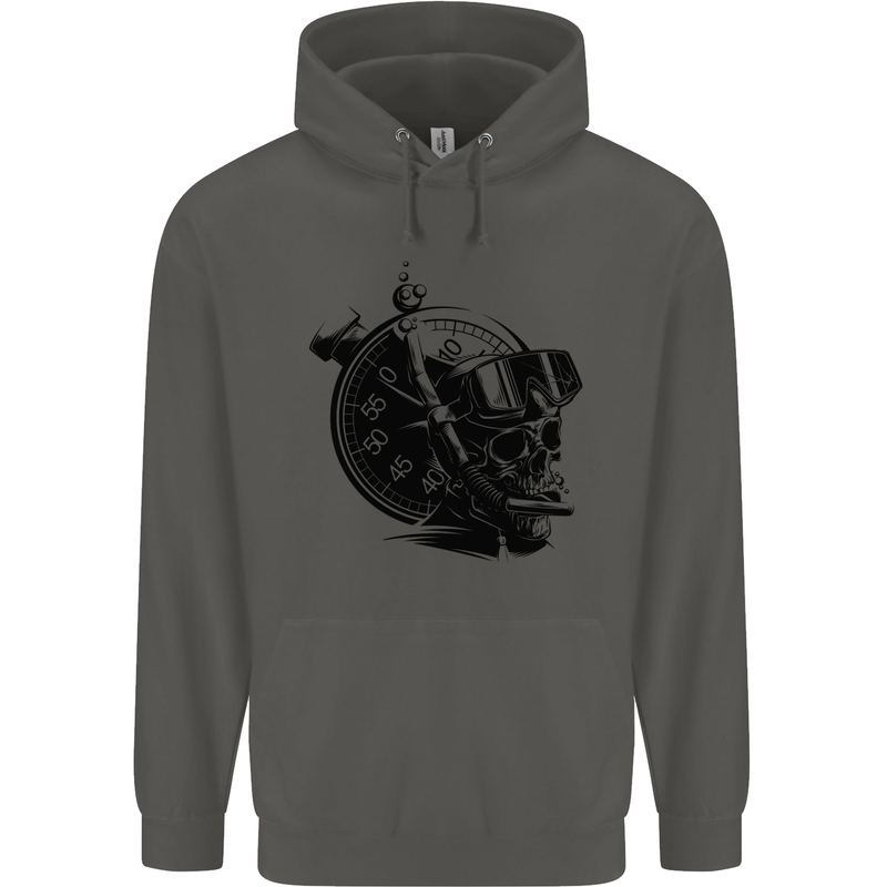 Scuba Diving Skull Diver Dive Deep Sea Childrens Kids Hoodie Storm Grey