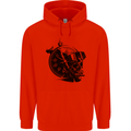 Scuba Diving Skull Diver Dive Deep Sea Mens 80% Cotton Hoodie Bright Red