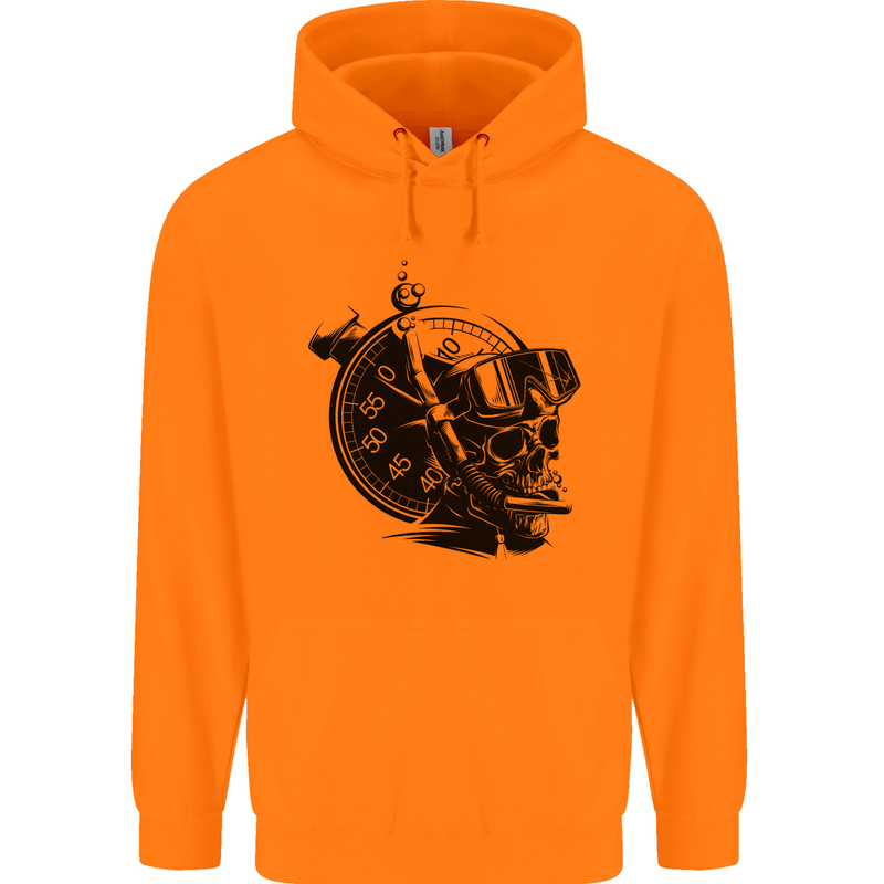 Scuba Diving Skull Diver Dive Deep Sea Mens 80% Cotton Hoodie Orange