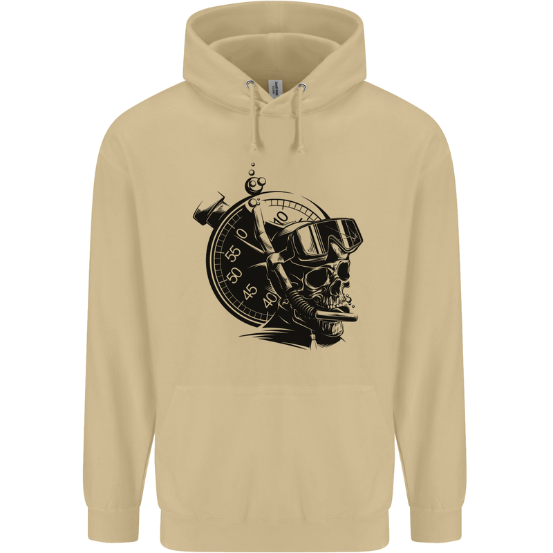 Scuba Diving Skull Diver Dive Deep Sea Mens 80% Cotton Hoodie Sand