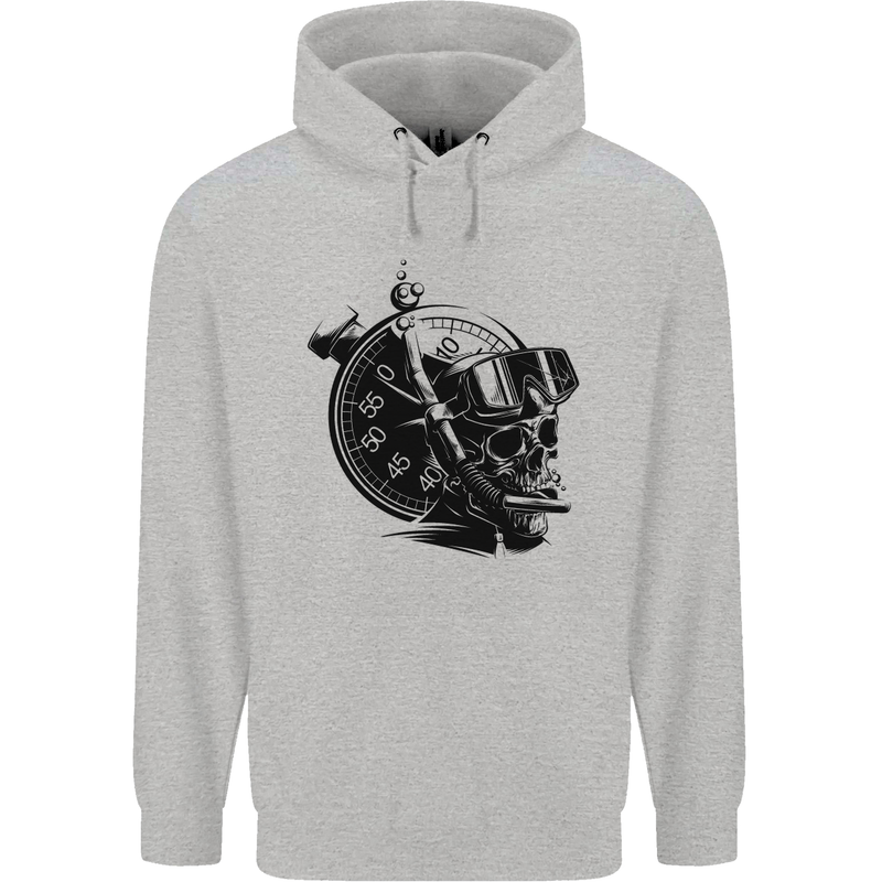 Scuba Diving Skull Diver Dive Deep Sea Mens 80% Cotton Hoodie Sports Grey