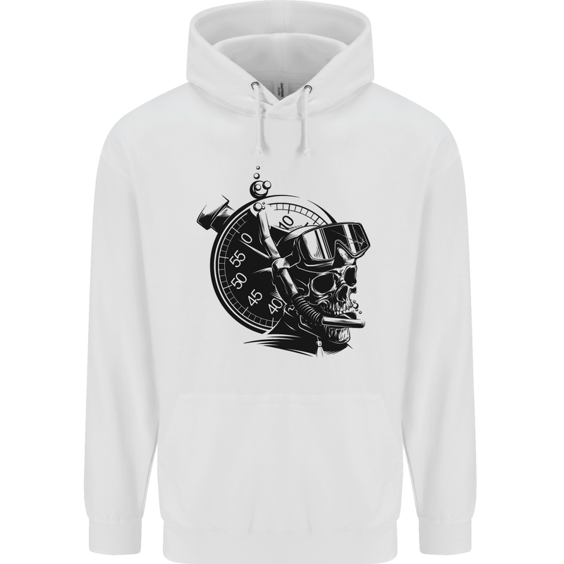 Scuba Diving Skull Diver Dive Deep Sea Mens 80% Cotton Hoodie White