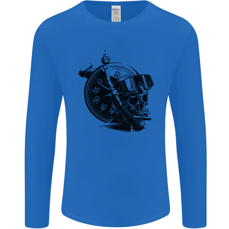 Scuba Diving Skull Diver Dive Deep Sea Mens Long Sleeve T-Shirt Royal Blue