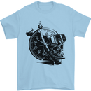 Scuba Diving Skull Diver Dive Deep Sea Mens T-Shirt Cotton Gildan Light Blue