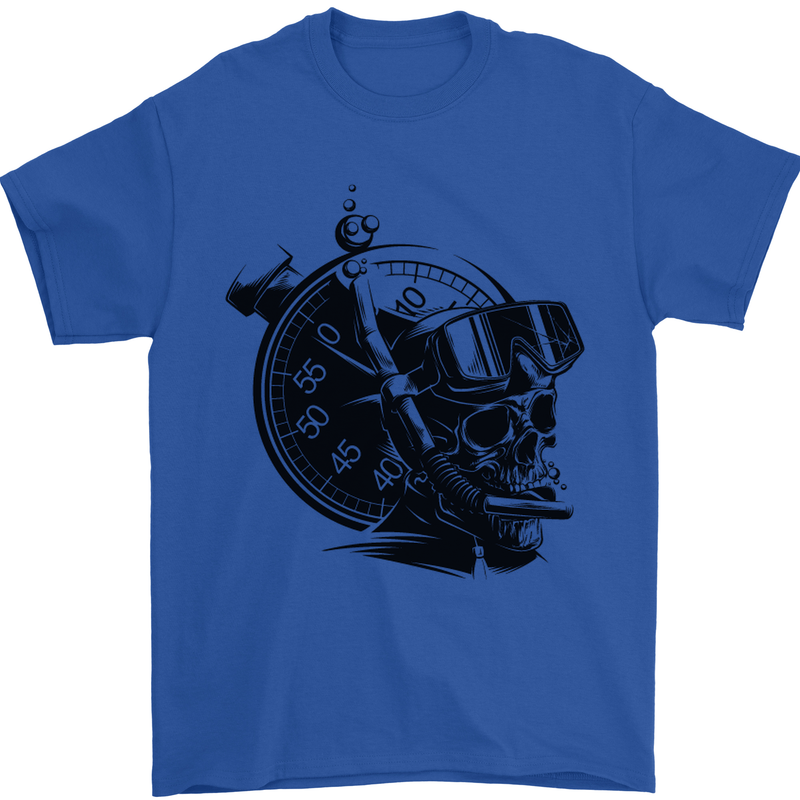 Scuba Diving Skull Diver Dive Deep Sea Mens T-Shirt Cotton Gildan Royal Blue
