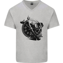 Scuba Diving Skull Diver Dive Deep Sea Mens V-Neck Cotton T-Shirt Charcoal