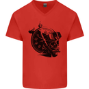 Scuba Diving Skull Diver Dive Deep Sea Mens V-Neck Cotton T-Shirt Red