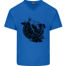 Scuba Diving Skull Diver Dive Deep Sea Mens V-Neck Cotton T-Shirt Royal Blue